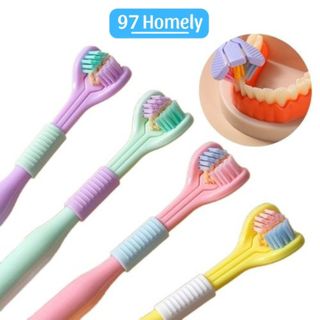 [Combo 4 Màu] Bàn Chảy Đánh Răng 3 Mặt KÈM GẠT LƯỠI Thông Minh 360 Độ Đánh Bay Mảng Bám Hỗ Trợ Nha Khoa 97Homely