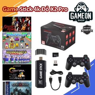Máy chơi game cầm tay stick 4k đỏ X2 Pro 64/128GB HDMI, tay cầm không dây điện tử 4 nút PS1/PSP/NES