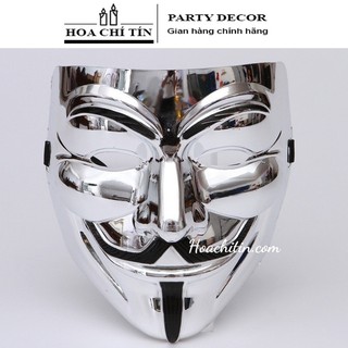 Mặt Nạ Hacker Anonymous bạc bóng Hóa Trang Halloween