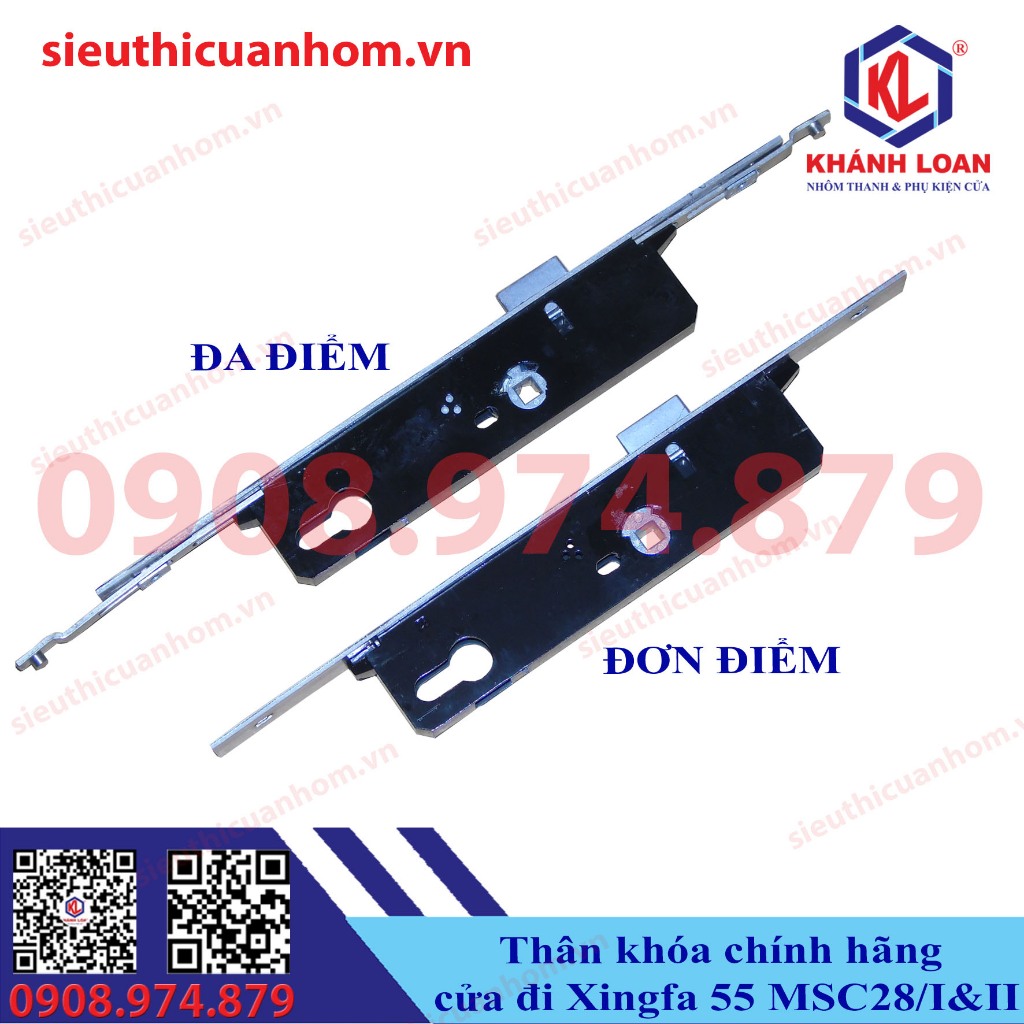 Thân khóa cửa đi nhôm Xingfa hệ 55 hiệu Kinlong chính hãng