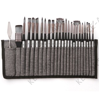 [Kee-art] Bộ 24 Cọ Vẽ Màu Nước Acrylic Kèm Túi Đựng Bằng Nhôm