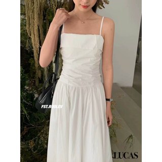 Váy fst 2 dây cổ vuông dáng a dài basic