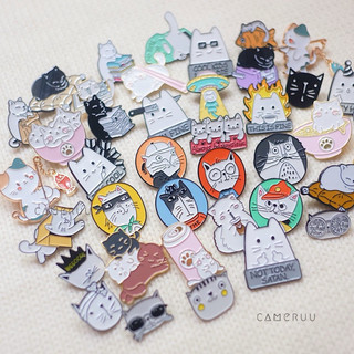 Pin cài áo/ Huy hiệu kim loại meo meo dễ thương