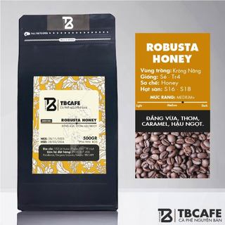 Cà phê Robusta Honey [500g/ 1 túi] - 100% Cà phê mộc rang xay nguyên chất - TBCAFE