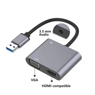 Cáp chuyển USB sang HDMI và Vga 2 in 1 có audio từ máy tinh sang màn hình