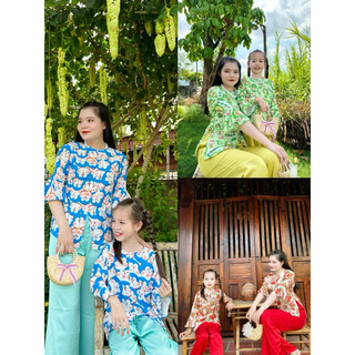 Đồ bộ bà ba tay loe cho mẹ và bé