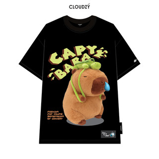 Áo thun nữ nam unisex tay lỡ Cloudzy local brand trắng form rộng teen cổ tròn oversize AT CAPY BARA
