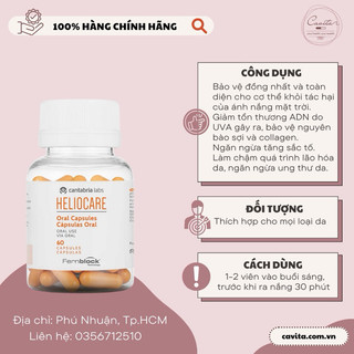 Viên uống chống nắng Heliocare Oral 60 viên