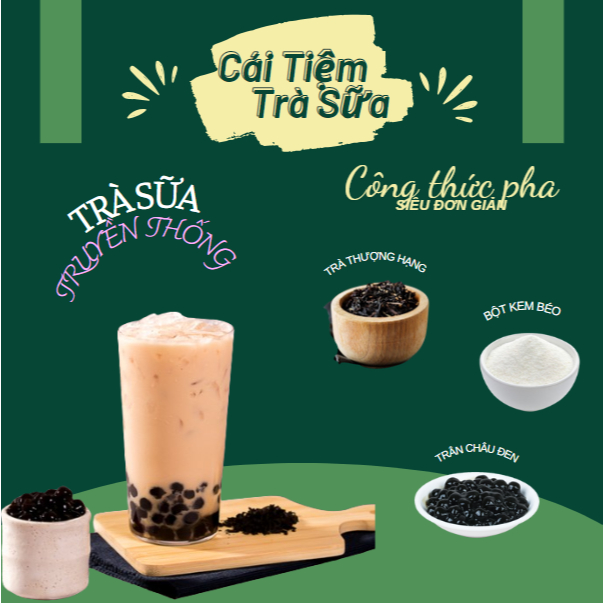Set trà sữa tự pha tại nhà - Trà sữa truyền thống ( Set 10 cốc )