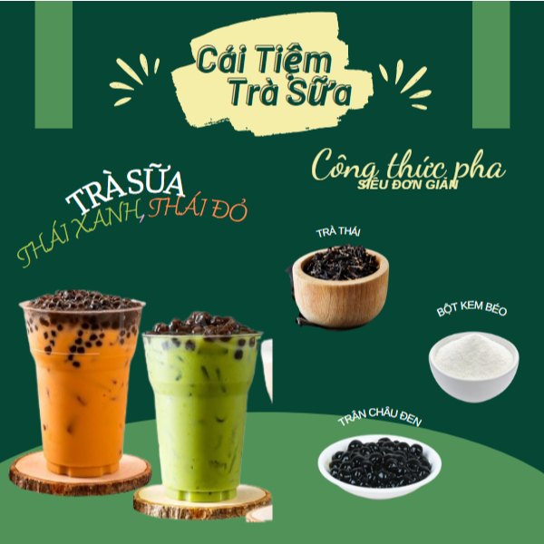 Set trà sữa tự pha tại nhà - Trà sữa thái xanh, thái đỏ ( Set 10 cốc )