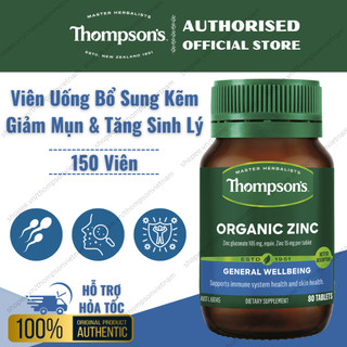 Viên Uống Bổ Sung Kẽm Hữu Cơ - Giảm Mụn & Tăng Cường Sinh Lý Nam - Thompson's Organic Zinc - 80 Viên