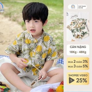Bộ đồ bé trai 1-7 tuổi size đại cho bé đi biển đi chơi họa tiết hoa lá thoáng mát Magickids Quần áo trẻ em