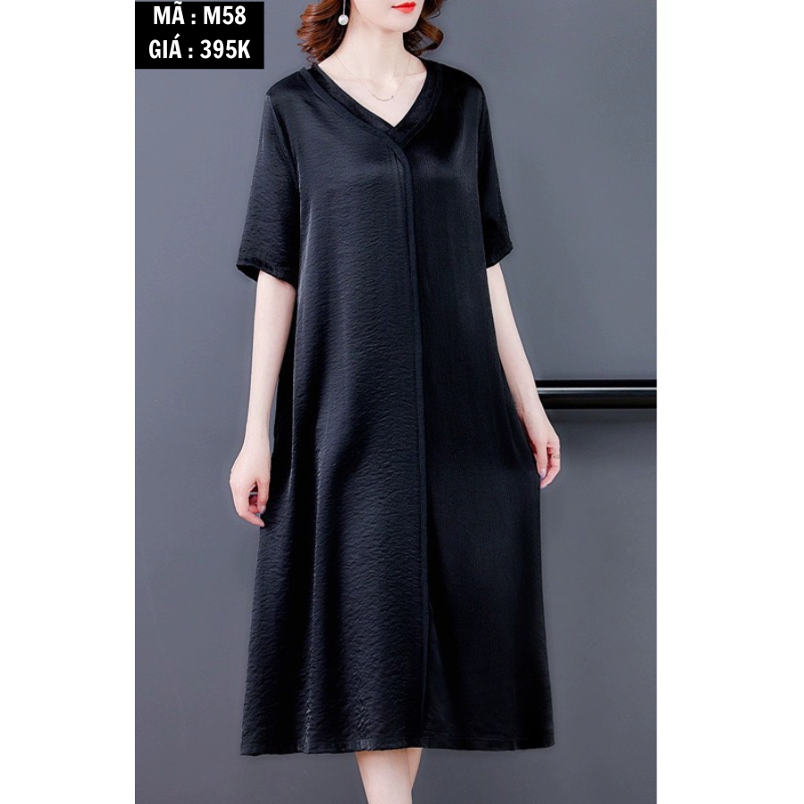 M58 - Váy lụa trung niên che khuyết điểm cực tốt khi đi chơi , dự tiệc . Mã M58