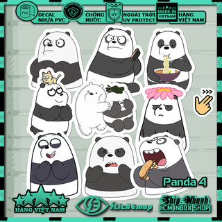 Sticker GẤU PANDA Hình dán cute Gấu Trúc sticker chống nước, dán mũ bảo hiểm, laptop, vali