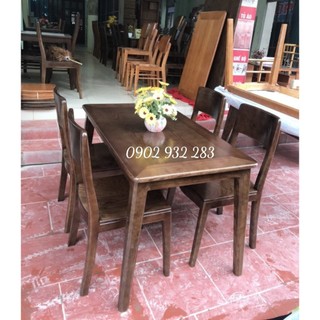 Bộ bàn ăn mẫu hiện đại gỗ sồi 4 ghế , màu óc chó