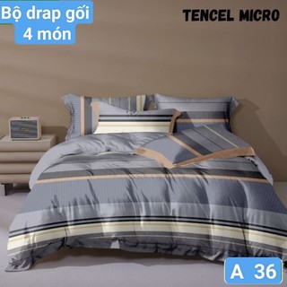Bộ drap gối Tencel vải nhập Hàn Quốc đỉnh cao mát , mềm mại 4 MÓN { drap và 3 áo gối}