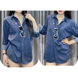 Áo Sơ Mi Nữ Jean Bò Chất Xịn Form Rộng Phong Cách Hàn Quốc