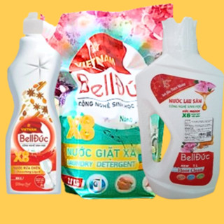 Nước giặt Hương nước hoa 3L8 + 1 tẩy 1L + 1 Nước Lau sàn Hương Ly 1L BellĐức không hóa chất không độc hại - NANO