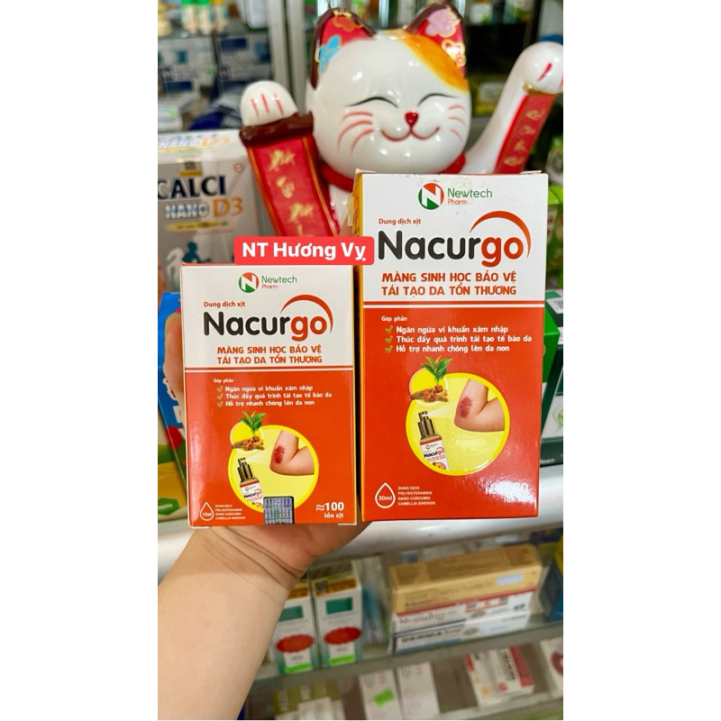 CHÍNH HÃNG | Nacurgo xịt loét, vết thương - Tạo màng sinh học, tái tạo da tổn thương (12ml/30ml)