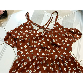 Đầm dây hoa nâu vnxk