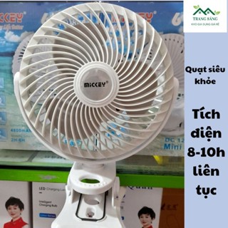 Quạt tích điện chân kẹp Mickey 806A siêu khỏe tích điện 8-12h