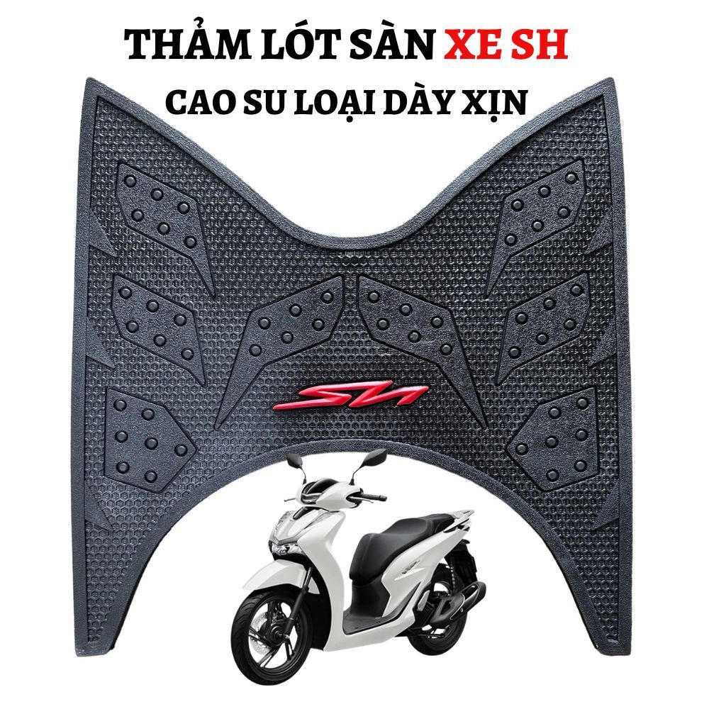 Thảm Để Chân, thảm lót sàn xe honda SH 2024 2023/2022/2021/2020 125/150i/160i Cao Su Chữ Đỏ Dầy Đẹp