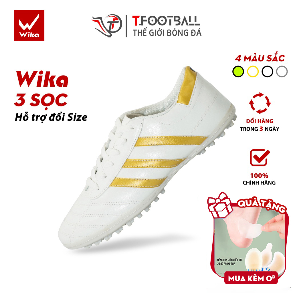 Giày Đá Bóng WIKA 3 Sọc Khâu Full Đế Đinh TF Hỗ Trợ Bám Trụ Sân Cỏ Nhân Tạo