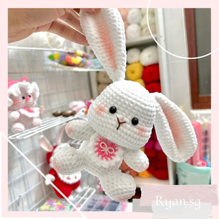 Móc khóa thỏ tai to len dễ thương handmade