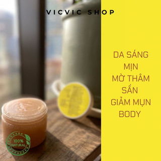 Tẩy Tế Bào Chết Body Đậu Nành 400g vicvicshop Handmade - Mỹ Phẩm Bầu - Mỹ phẩm Thiên Nhiên