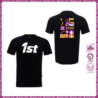 Áo thun unisex Hà Nội 1st logo to Đen cổ tròn cotton Premium trẻ trung, thể thao mặc hàng ngày