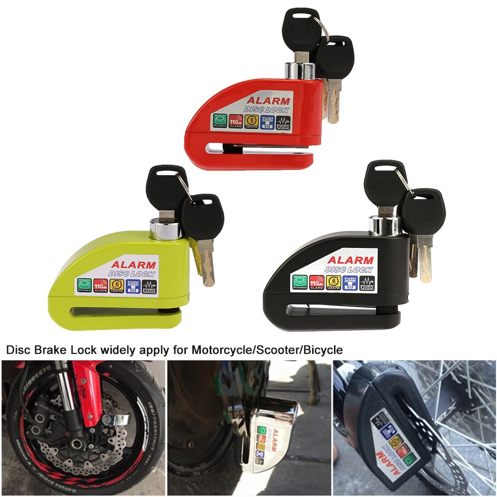 Ổ khóa đĩa có báo động chống trộm Alarm Disc Lock (nhiều màu). Ổ Khoá Phanh Đĩa Xe Máy Báo Động Có C