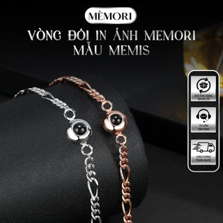 Vòng đôi in ảnh Memori mẫu MEMIS, Lắc tay in ảnh đôi cho nam và nữ chất liệu titan không gỉ
