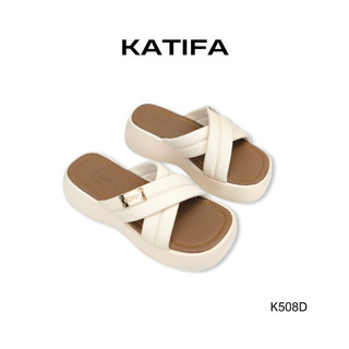 Dép bánh mì 5F đế phối nâu quai chéo siêu che khuyết điểm KATIFA K508D - BH 12 tháng