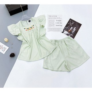Bộ đùi cánh tiên thêu chất tole lanh hàng VNXK