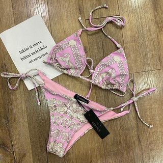 [BKN1067] <BRAND> SET BIKINI TRIANGLE VSC HOA VĂN ĐEN/XANH/HỒNG