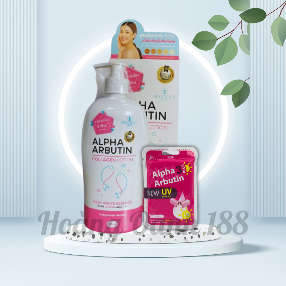 [Chính hãng - Mẫu mới 2024] Combo Dưỡng Thể Trắng Da Alpha Arbutin Collagen 500ml & Kích Trắng 3+ Al