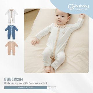 [CHÍNH HÃNG] Body dài tay cài giữa sơ sinh Bambus Iconic 2 Bu