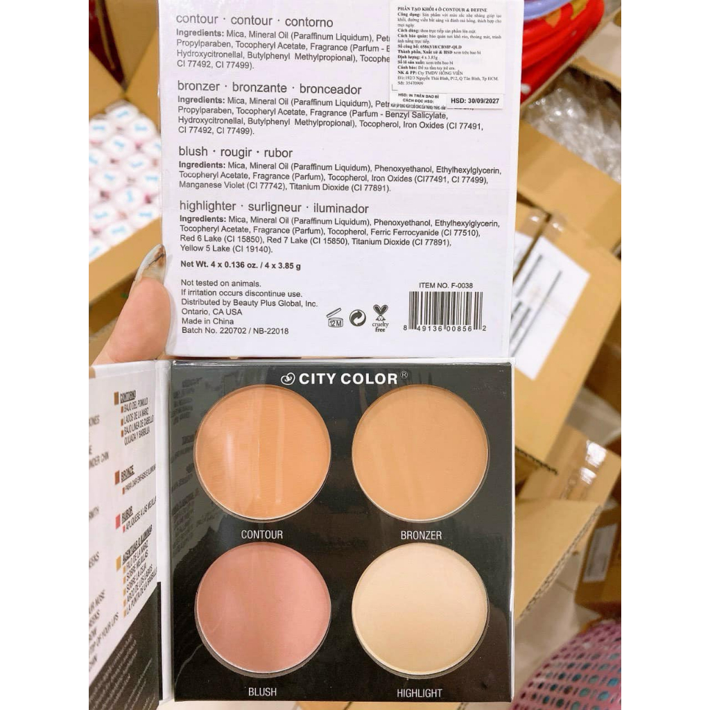 Bảng Phấn 4 Ô Tạo Khối + Má Hồng City Color Contour & Define 3.88g