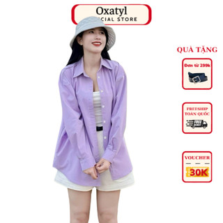 Áo sơ mi nữ fom rộng chất liệu vải thô cao cấp Oxatyl A106 mặc mùa hè vải mát mặc khoác ngoài