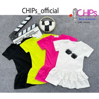 Váy Cotton Cộc Tay Mùa Hè Xếp Bèo Hai Tầng Cho Bé Gái Kèm Quần Chip