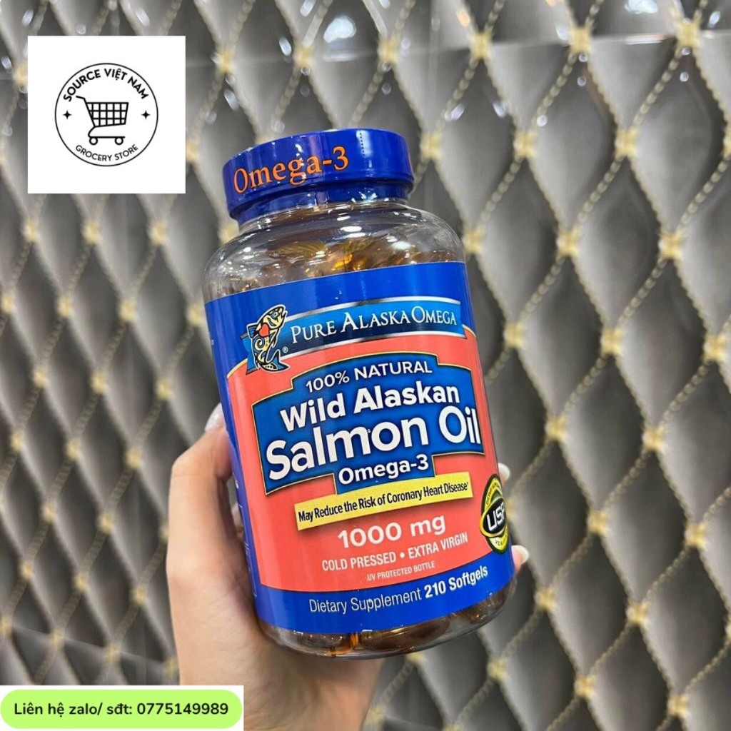 Viên uống dầu cá hồi alaska salmon oil omega 3 của Mỹ 210 viên Healthy care