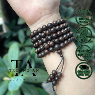 Chuỗi trầm hương đen Indonesia 108 hạt vân đẹp thơm vĩnh viễn-size 8mm
