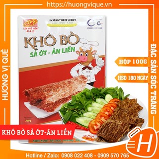Khô Bò Sả Ớt Ăn Liền Tân Huê Viên - Hộp 100g - Đặc Sản Sóc Trăng