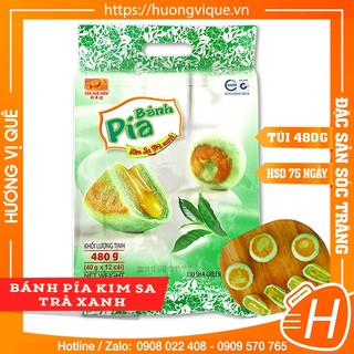 Bánh Pía Kim Sa Trà Xanh Tân Huê Viên - Túi 480g(12 Cái) - Đặc Sản Sóc Trăng