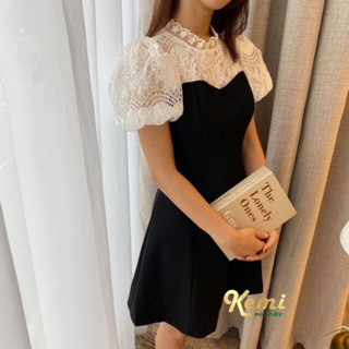 Váy đầm tiểu thư dự tiệc dáng A phối ren Kemi thanh lịch