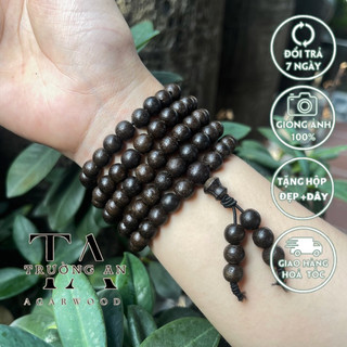 Chuỗi trầm hương 108 hạt màu đen size 8ly giúp xua tan phiền muộn