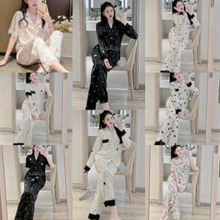 Bộ Lụa Latin Tơ Tằm Tay Ngắn Tay Dài Mới Hàng Vải Cao Cấp Nhập QC Hudo Phối Ren