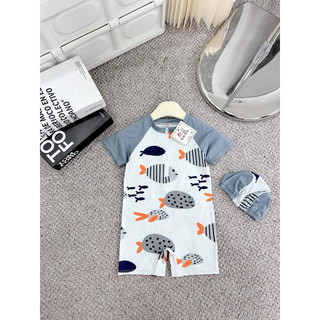 Đồ Bơi Liền Thân Bé Trai Kèm Mũ (8-30kg)