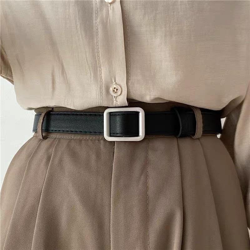 Thắt lưng nam nữ dây nịt lưng BẢN NHỎ 2.3CM kiểu dáng basic, Ulzzang khóa chữ nhật, không lỗ - Dây n