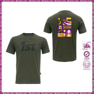 Áo thun unisex Hà Nội 1st logo to Xanh Rêu cổ tròn cotton Premium trẻ trung, thể thao mặc hàng ngày